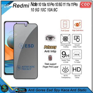 Paket 3in1 Tempered Glass Full Esd Spy Kaca Xiaomi Redmi Note 10 4G 10s 10 Pro 10 5G 12 4G 5G 12 Pro 4G 5G 11 11s 11 Pro Redmi 10 5G 10C 10A 9C Anti Gores Privacy Spy Anti Debu