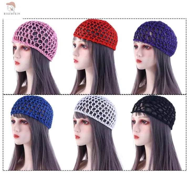 BIGCOUSIN Multi-color Women Cover Sleeping Night Crochet Mesh Cap Snood ...
