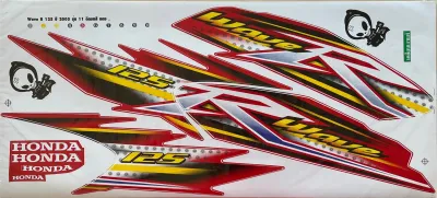 (เคลือบเงาแท้) สติกเกอร์ สติ๊กเกอร์ Wave 125R เวฟ 125R หัวแหลม ปี 2005 รุ่น 11