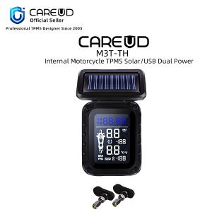 CAREUD M3T-TH Motorcycle Wireless TPMS Tire Pressure Monitoring System Digital LCD with Two Black Internal Sensors Easy to install