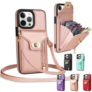 Crossbody Zipper Cards Solt Wallet Leather Case For Iphone 14 PRO MAX 15 13 12 XR XS X 7 8 Plus SE 2022 Lanyard Bag Pocket Cover