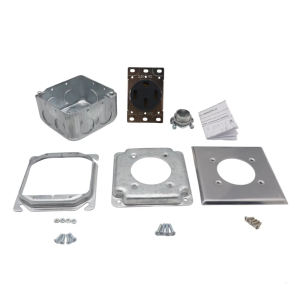 Practical NEMA 14 50R 50A Receptacle Assembly Set Includes Sturdy Metal Junctions Box Cable Clamps and Sliding Covers