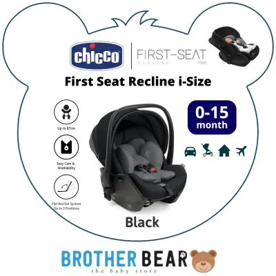 Chicco Infant Carrier - First Seat Recline i-size (Black Satin) from NB - 15 months (40-87 cm) [WARRANTY 1 YEAR] | BABY BROTHER BEAR®