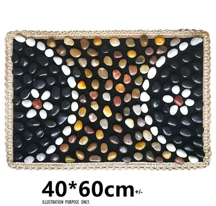 TJ SPORTS Natural Cobblestone Foot Massage Mat Natural Pebble Stone