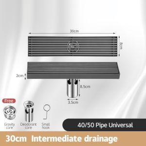 【304 Stainless Steel】Gray Long Floor Drain Large Displacement Floor Drain Insect-proof Floor Drain