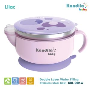 KANDILA DOUBLE LAYER WATER FILLING STAINLESS STEEL BOWL / KDL 022-6 /1 SET MANGKOK MAKAN UNTUK ANAK