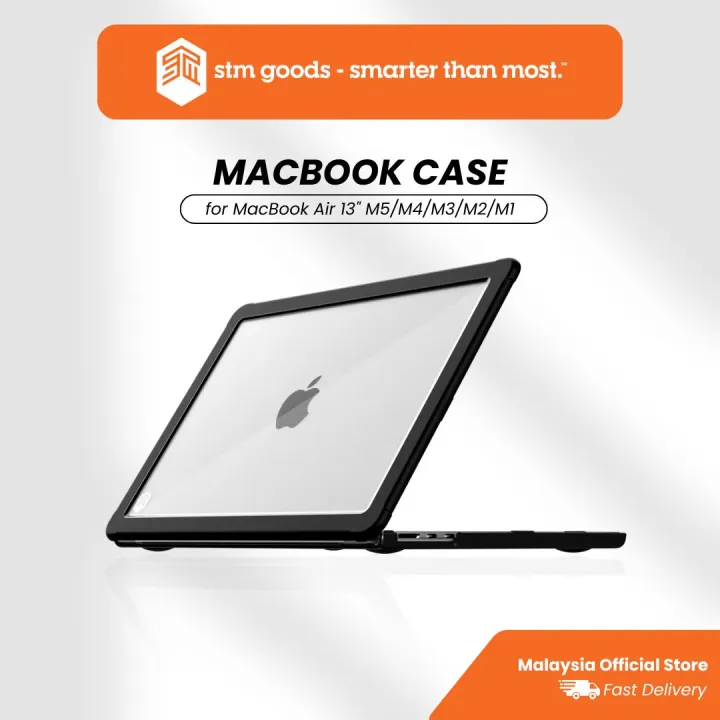 STM Goods Dux Case for MacBook Air 13" M5/M4/M3/M2/M1- Black - Clear Transparent PC