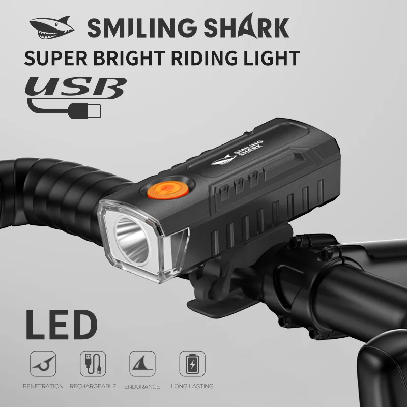 Smiling shark QXD433 LED Bike Light 4Mode USB Rechargeable Super