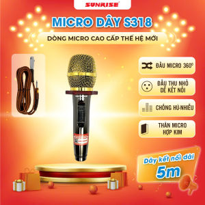 Micro karaoke có dây chính hãng SUNRISE S318 hát nhẹ hút giọng mic kèm dây zin dài 5m chống gãy bền bỉ