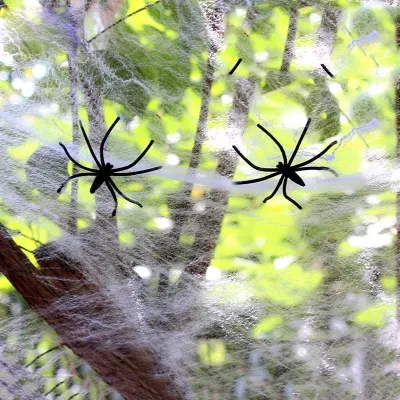 Siêu co giãn cobweb nhân tạo mạng nhện trang trí Halloween Đạo cụ cảnh tiệc tùng đáng sợ gia đình ngoài trời trong Nhà Phụ kiện trang trí