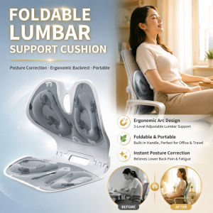 Foldable Lumbar Support Backrest and Seat Cushion All in One Design Portable Posture Corrector Ergonomic Memory Foam Pad Relieves Lower Back Pain for Daily Sitting