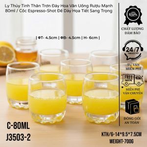 Bộ 12 Ly Thủy Tinh Đa Giác Đáy Dày 45ml – Cốc Uống Rượu Espresso Pha Chế Mini Sang Trọng