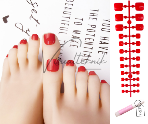 Kuku Kaki fake nail Polos 24pcs Strip Toenail dan lem cair