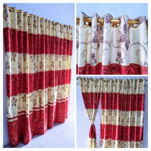 Gorden Jendela dan Pintu Smokring Ruang Tamu motif sultan polos embos hiasan rumah hordeng lengkap