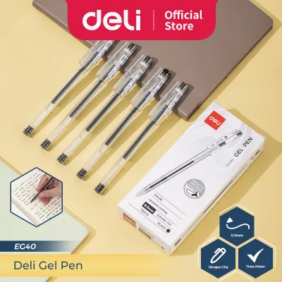 Deli Gel Pen / Pulpen Gel 0.3 mm Tinta Hitam Isi 1 pcs Penulisan Halus EG40-BK