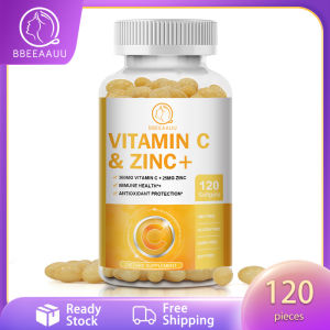 BBEEAAUU Vitamin C Glow Skin Whitening Capsules with Zinc 25mg Support immunity Promote Collagen Synthesis and Antioxidant for Skin Health Energy Production 维C+锌