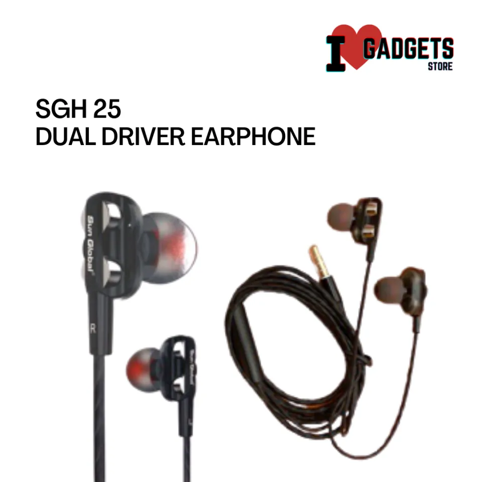 Sun Global Earphone SGH 25 Dual Driver Earphone for Oppo, Xiaomi, Vivo,  Samsung, Huawei, Realme Android/iOS | Lazada