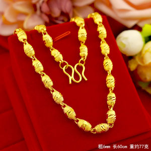 Mens European and American fashion pure copper gold-plated jewelry carved olive solid necklace wholesale supply for street vendors popular item for micro-businesses