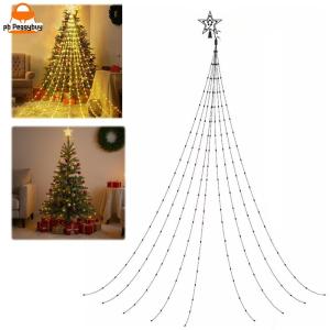 Waterfall Tree LED String Lights with Star Topper for Christmas and Holiday Decor Bright Multi-Color Lighting for Celebrations
