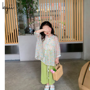 KYII Girl Sun-protective Summer clothes Korean floral Coat ky22163