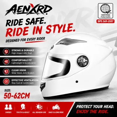 AENXRD Mens Full Face Motorcycle Helmet 52-62 Size Sun Visor Women General Windproof and Waterproof Durable Full Face Helmet