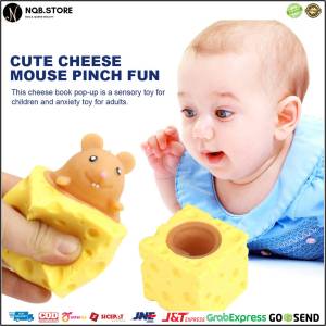 Mainan Anak Squishy Tikus Nongol Keju Squirrel Pop Up It Squisy Silikon Karet Kayu Marmut Hamster PopUp Surprise