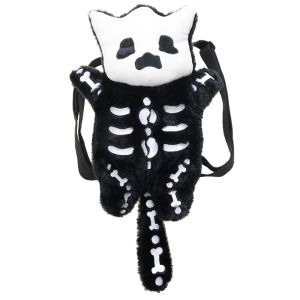 LEIFNYDI Birthday Gift Skeleton Furry Bag Skull Shape Bag Shoulder Bag Doll Backpack Water Bottle Bag Skull Plush Backpack Winter Furry Bag
