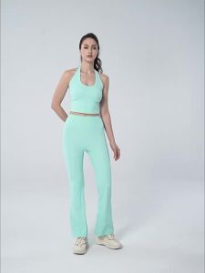 Lulu European and American Cross-Border Sports Bra Halter Neck Tie Yoga Wear One-Cup Beauty Back Vest High-Strength Push-Up Bra for Women