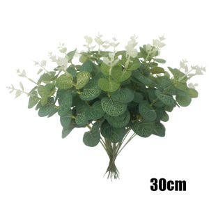 12pcs Artificial Green Plants Eucalyptus Leaf Branch Fake Flowers Bouquet for Wedding Party Arrangement Home Garden Decor