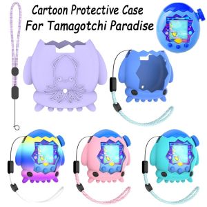 NOER Silicone Game Console Protective Case with Lanyard Cartoon Squid Skin Cover Sleeve Soft Anti-Scratch Console Protector for Tamagotchi Paradise Virtual Electronic Pet Game