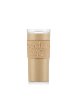 Bodum TRAVEL MUG Vacuum Travel Mug s/s 0.35 L12 oz with clear lid in Belly Band