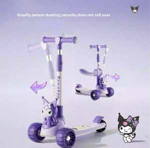 YSL - Foldable Scooter for Kids with Music - Baby Three-in-One Childrens Skateboard Slippery Slide