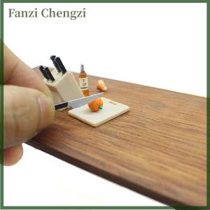 Fanzi Dollhouse Miniature Cutting Tool Mini Cutter Holder Cutting Board Model Ornament Scene Kitchen Decor Toys Dollhouse Accessories