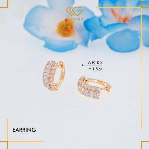 ANTING JEPIT EMAS WANITA KADAR 300 (6K) DAN 375 (8K) BUKAN LAPIS EMAS ANTING WANITA  SERIES AR 3