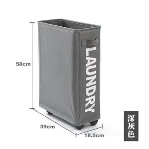 [SG]Foldable Laundry Basket With Wheels Slim Lockable Waterproof Dirty Clothes Hamper Collapsible Storage Basket For Hom