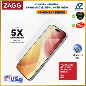 Kính Cường Lực ZAGG cho iphone 17 Series Trong Suốt Plus Edge/ Chống Nhìn Trộm Elite Edge Privacy kèm khung trợ dán