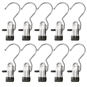 10pcs Clip Hanger Anti-Rust Clip Space-Saving Hanger Clothespin Hat Pants Storage Hanging Travel Hook Garment Clips 衣架挂钩
