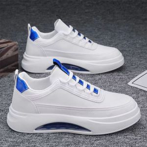 Comfortable Cushion Middle Outsole Pu Leather Upper Sneakers For Men Low Cut Laced-up White Sneakers For Men