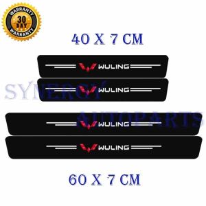 Carbon Fiber Leather Car Door Step Sill Plate Mobil Sticker 4 Pcs