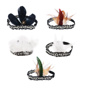 1920S Flapper Headband Gatsby Phụ kiện tóc Cho Phụ Nữ Roaring 20S Headband Lông Ngọc Trai Mũ Đầu Cho Womens Quà Tặng