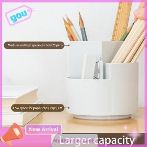 gou เครื่องเขียนอเนกประสงค์สำหรับสำนักงานโต๊ะหมุนแบ่งส่วนสีขาวและเป็นชั้นๆอุปกรณ์ด้านความงาม