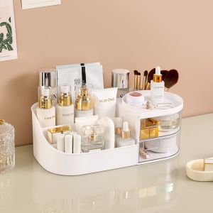LED Mirror Makeup Cosmetic Perfume Desk Large Storage Organizer Box Drawer Dressing Light Mirror Kotak Kosmetik镜子化妆收纳