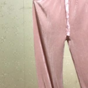 (Cle)Alisa Sonya Womens Polyester Casual Loose High Elastic Waist Straight Wide Leg Pleated Plain Relaxed Pants