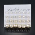 12 Pairs White Simulated Pearl Earrings Set for Women Jewelry on Ear Ball Stud Earrings Kit. 