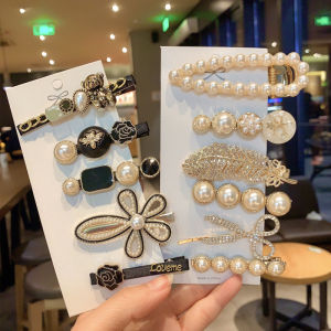 1 Set Handmade Pearls Hairpin Rhinestone Hair Clips Vintage Crystal Pearl Fashion Barrettes Headwear Girls Sweet Hairpins Hair Accessories
