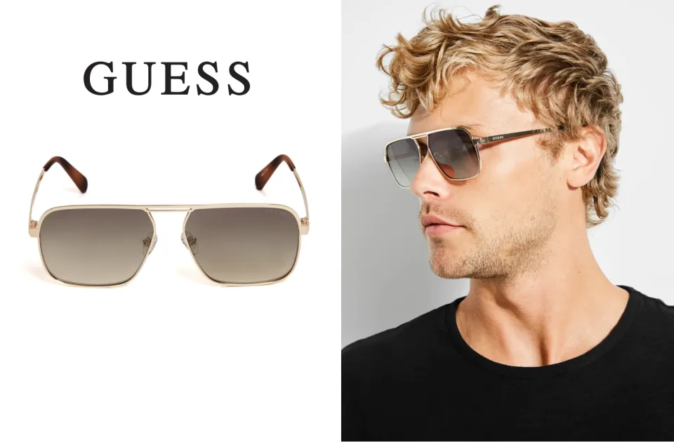 แว่นกันแดด GUESS Top Bar Aviator Sunglasses รุ่น GU6939 32P ขนาด