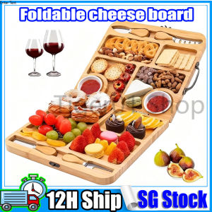 Foldable Cheese Cutting Board Portable Fruit Bread Charcuterie Snack Platter with Butter Tray for Home