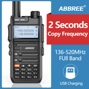 Philippines Warehouse ABBREE AR-F5 Automatic Wireless Copy Frequency Walkie Talkie Station Full Band 136-520MHz USB Charging 128 Channels Two Way Radio Support COD for Christmas Gift