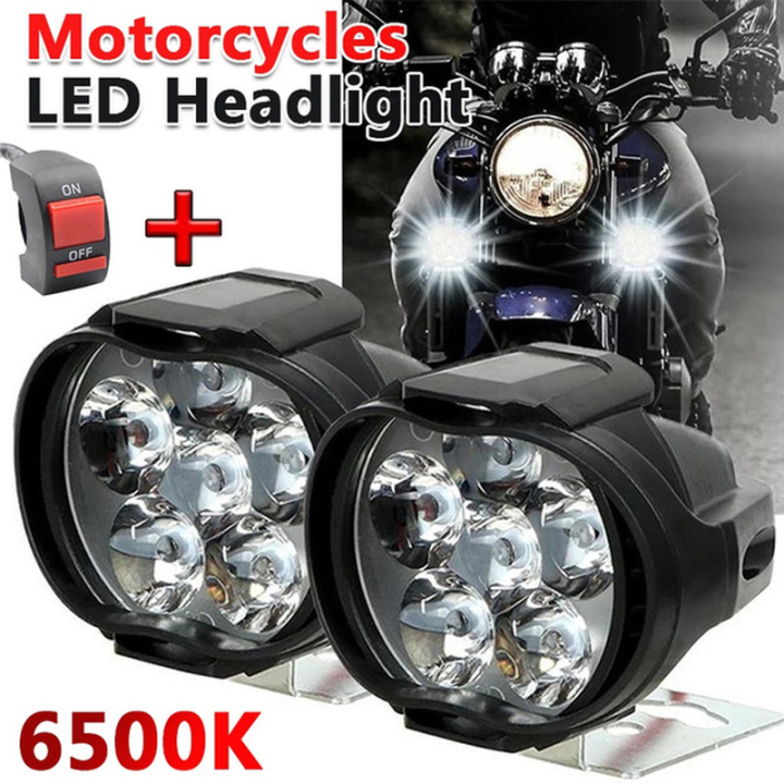 ไฟหน้ามอเตอร์ไซด์ LED 6ดวง/ไฟสปอร์ตไลท์ทำงานของมอเตอร์ไบค์2ชิ้น/ไฟ ...