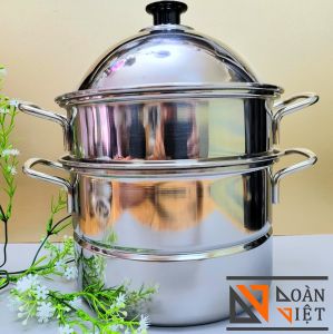 Nồi Xửng Hấp Inox - 2 TẦNG + Vỉ hấp rời sử dụng ĐA NĂNG như Nồi Lẩu SOUP loại lớn dùng các loại bếp bếp Từ. Nhiều Size ( 28cm 24cm 20cm). Nồi xửng thép không gỉ Có thể hấp 2 món và NẤU CANH